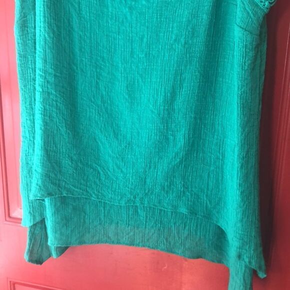 2X GREEN BOHO FLOWY Crochet top 2 layer top, Sleeveless Excellent Condition - Picture 4 of 11
